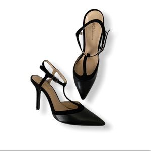 BCBGeneration Black Pointed T-strap Heels - Size 8